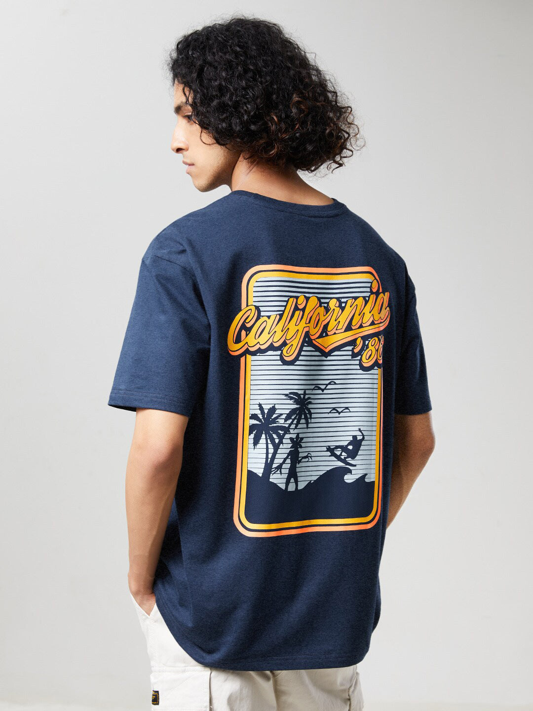 Men's California Oversized Navy Graphic Tee