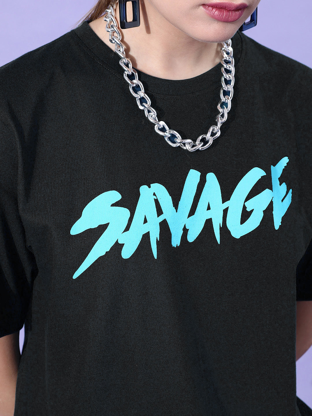 Women's Savage Print Oversized Graphic Tee