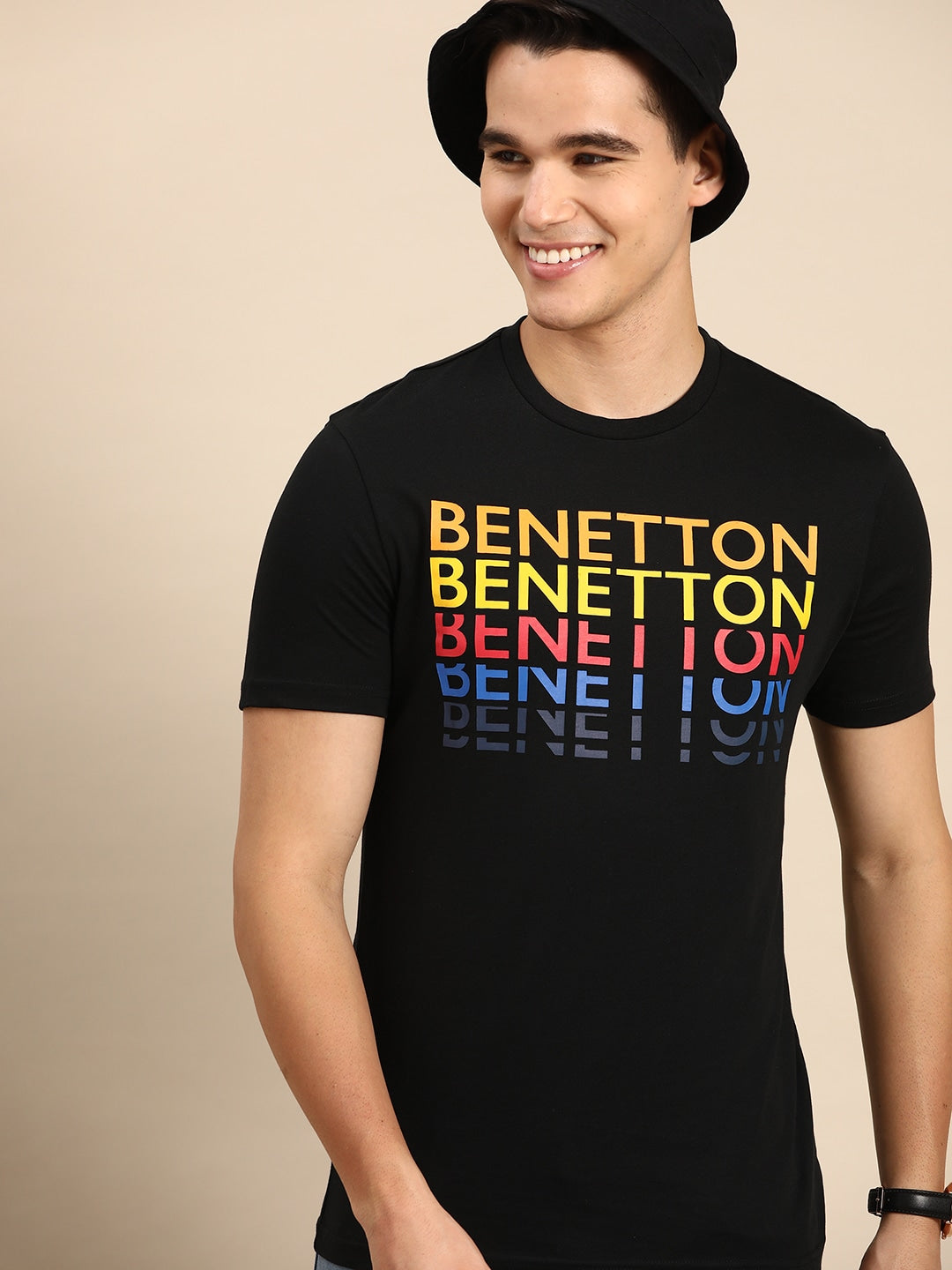 Men's Multi Benetton Print Graphic Slim Fit Tee