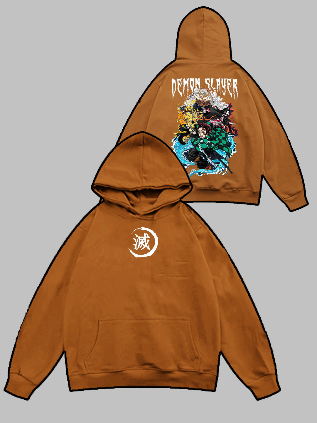 Oversized Demon Slayer Heavy Fleece Printed Hoodie