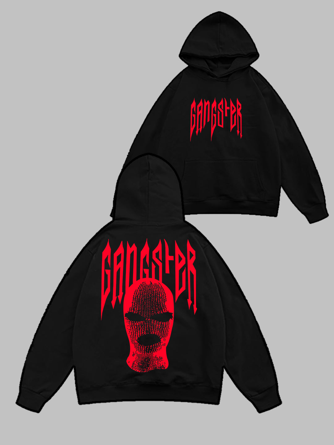 Oversized Gangster Lord Heavy Fleece Printed Hoodie