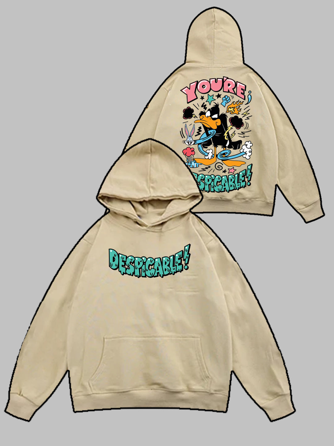 Oversized Despicable Heavy Fleece Printed Hoodie