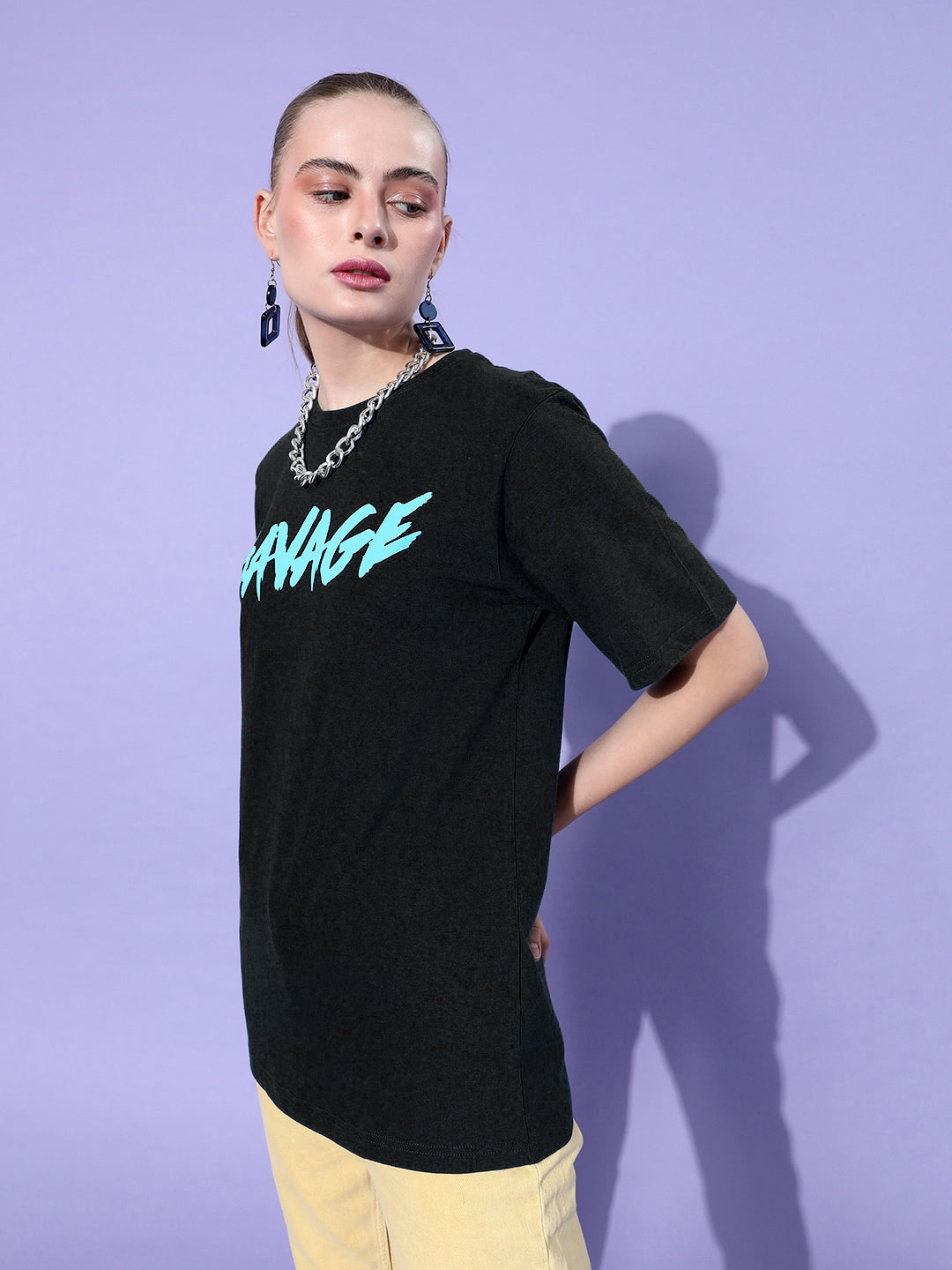 Women's Savage Print Oversized Graphic Tee