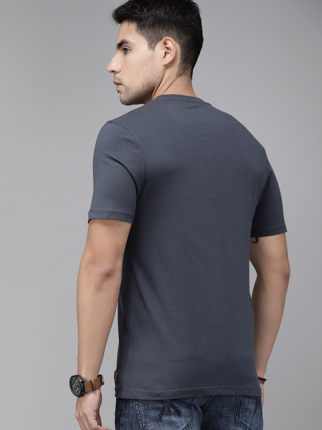 Men's Solid Charcoal Cotton Tee
