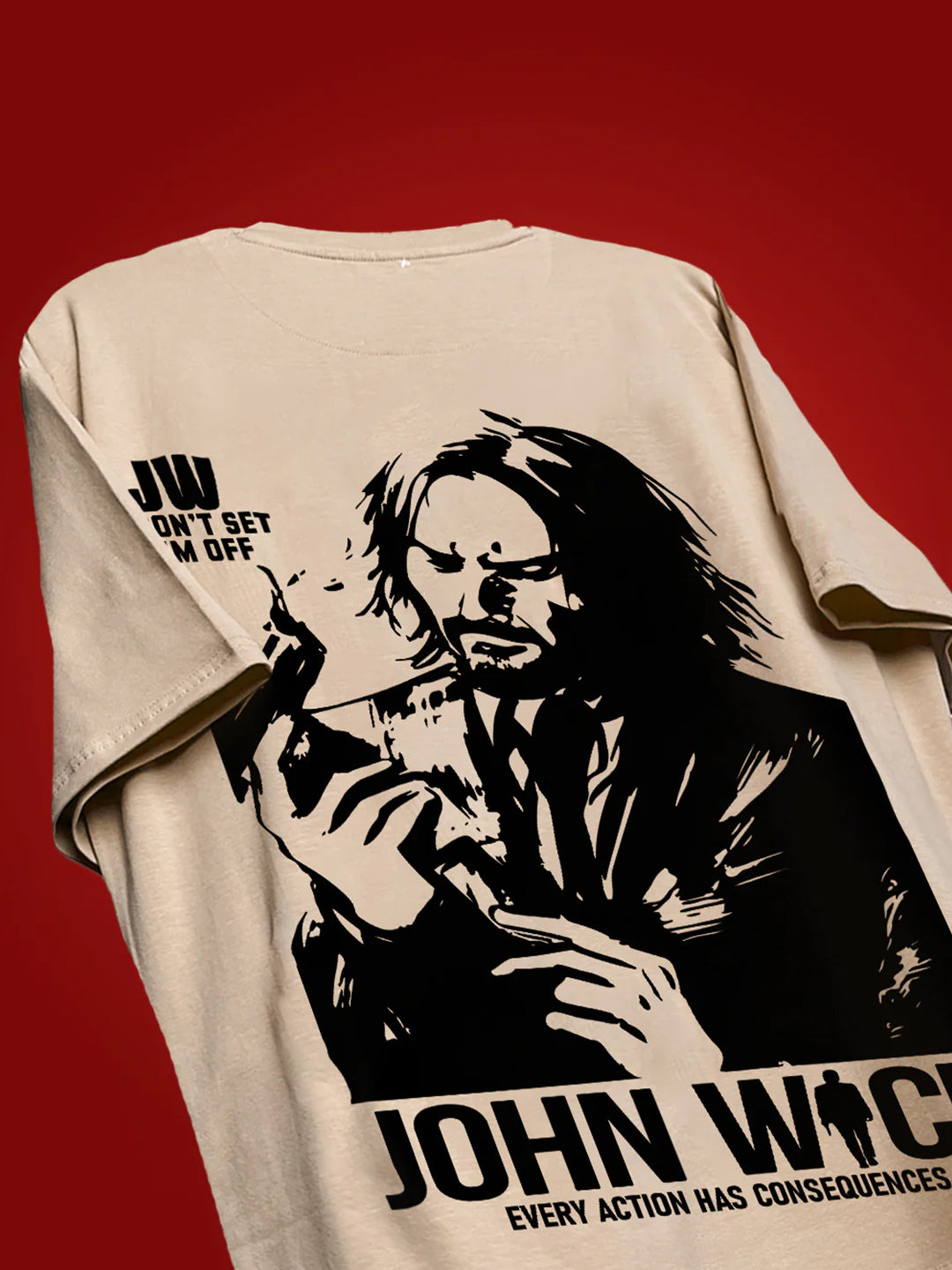 Men's John Wick Oversized Black Graphic Tee