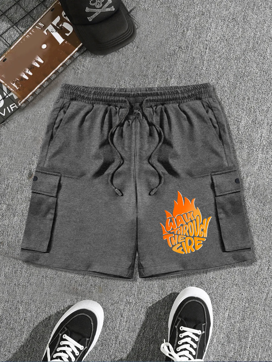 Men's Premium Walk Through Print Cargo Pockets Shorts