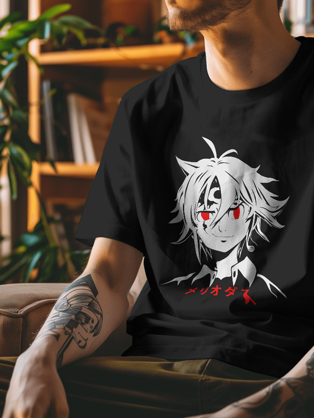 Men's Meliodas Oversized Graphic Printed Tee