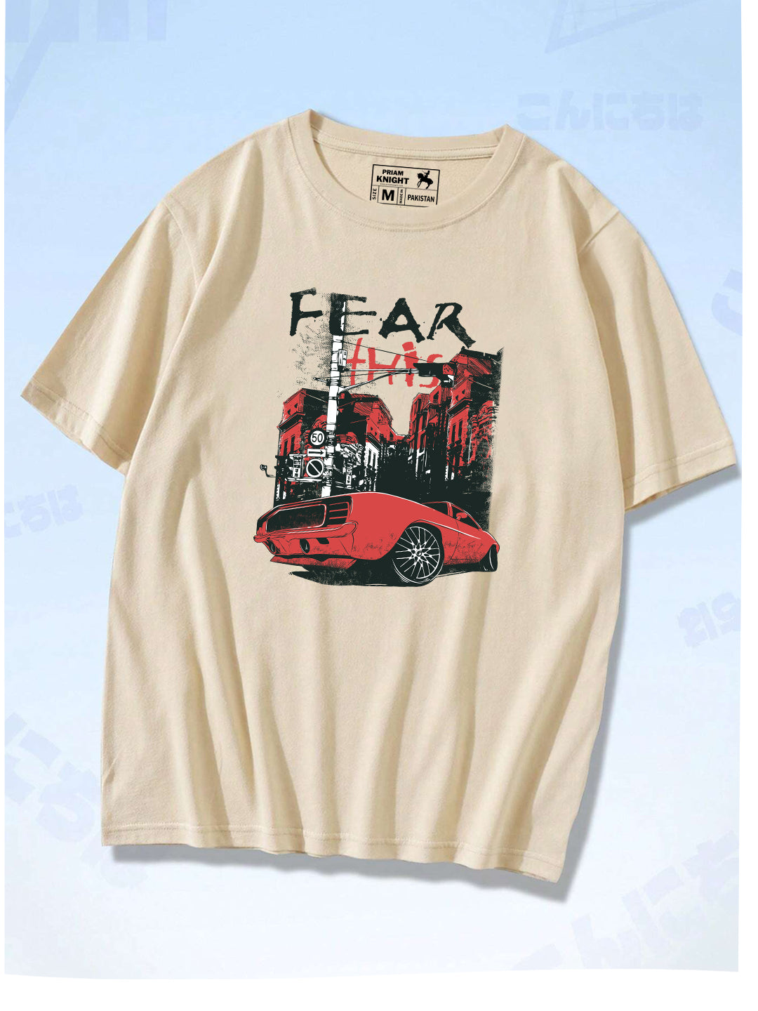 Men's Fear Print Graphic Regular Fit Tees