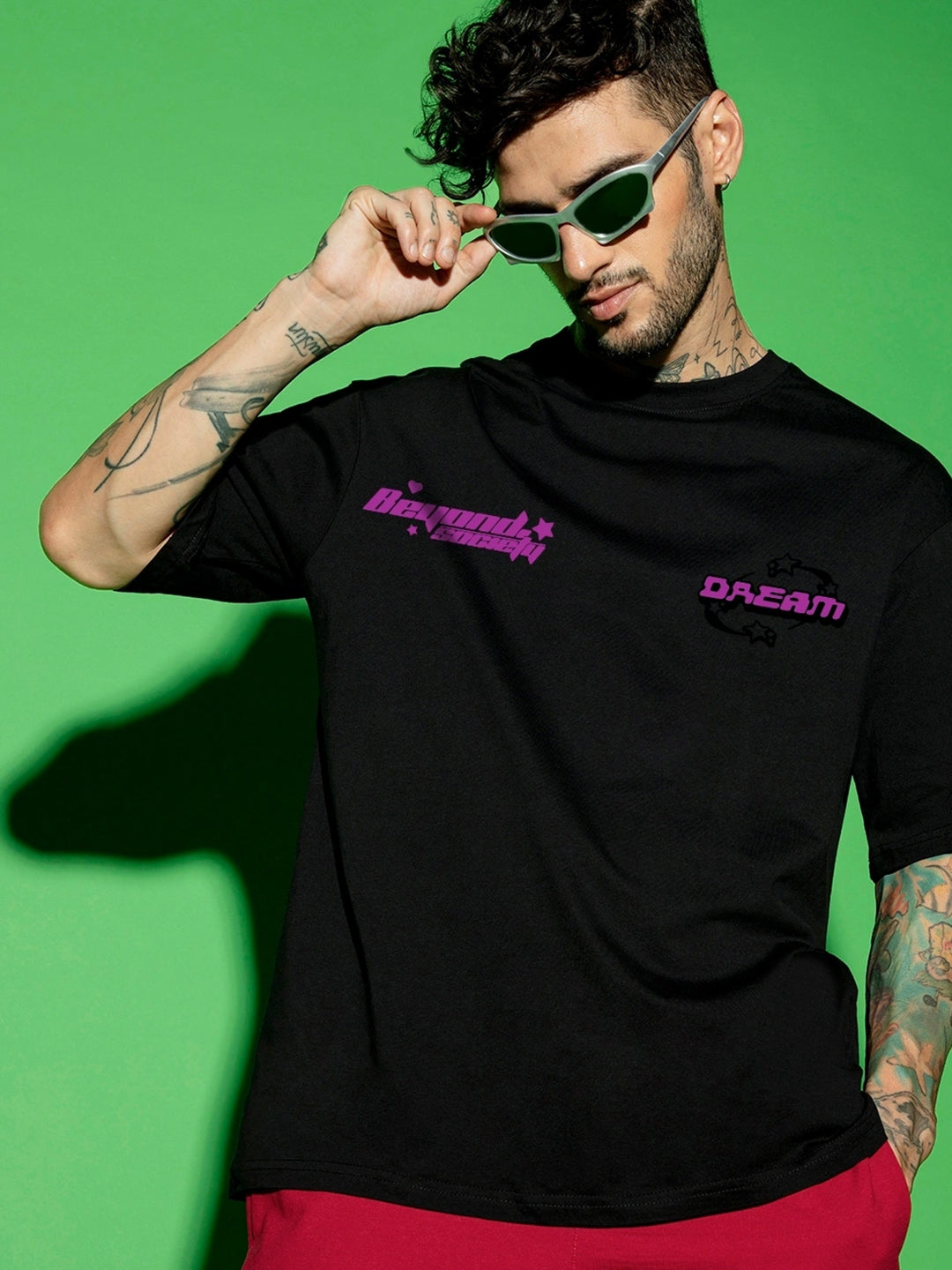 Men's Dream Oversized Black Graphic Tee