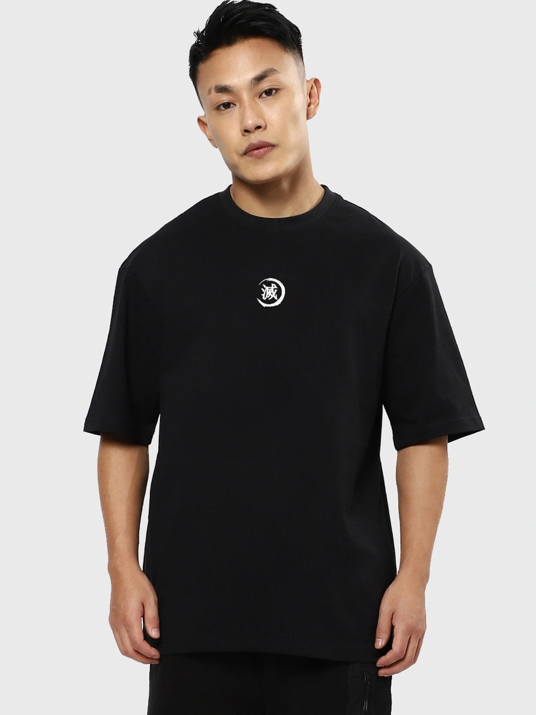 Men's Demon Slayer Oversized Black Graphic Tee