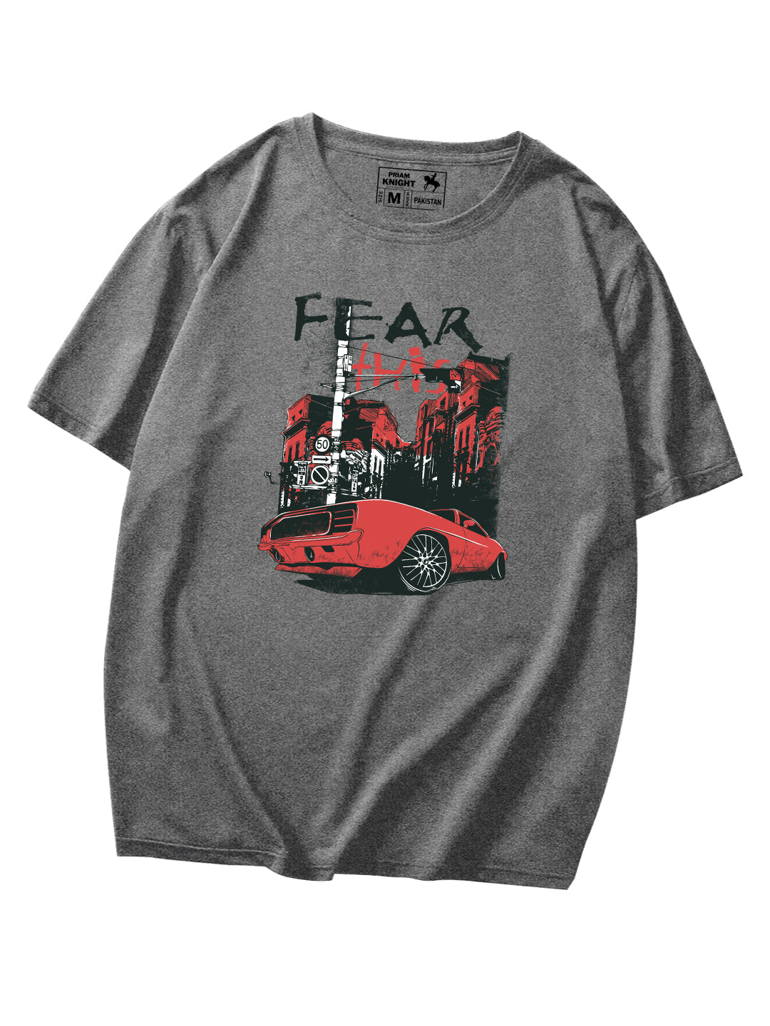 Men's Fear Print Graphic Regular Fit Tees