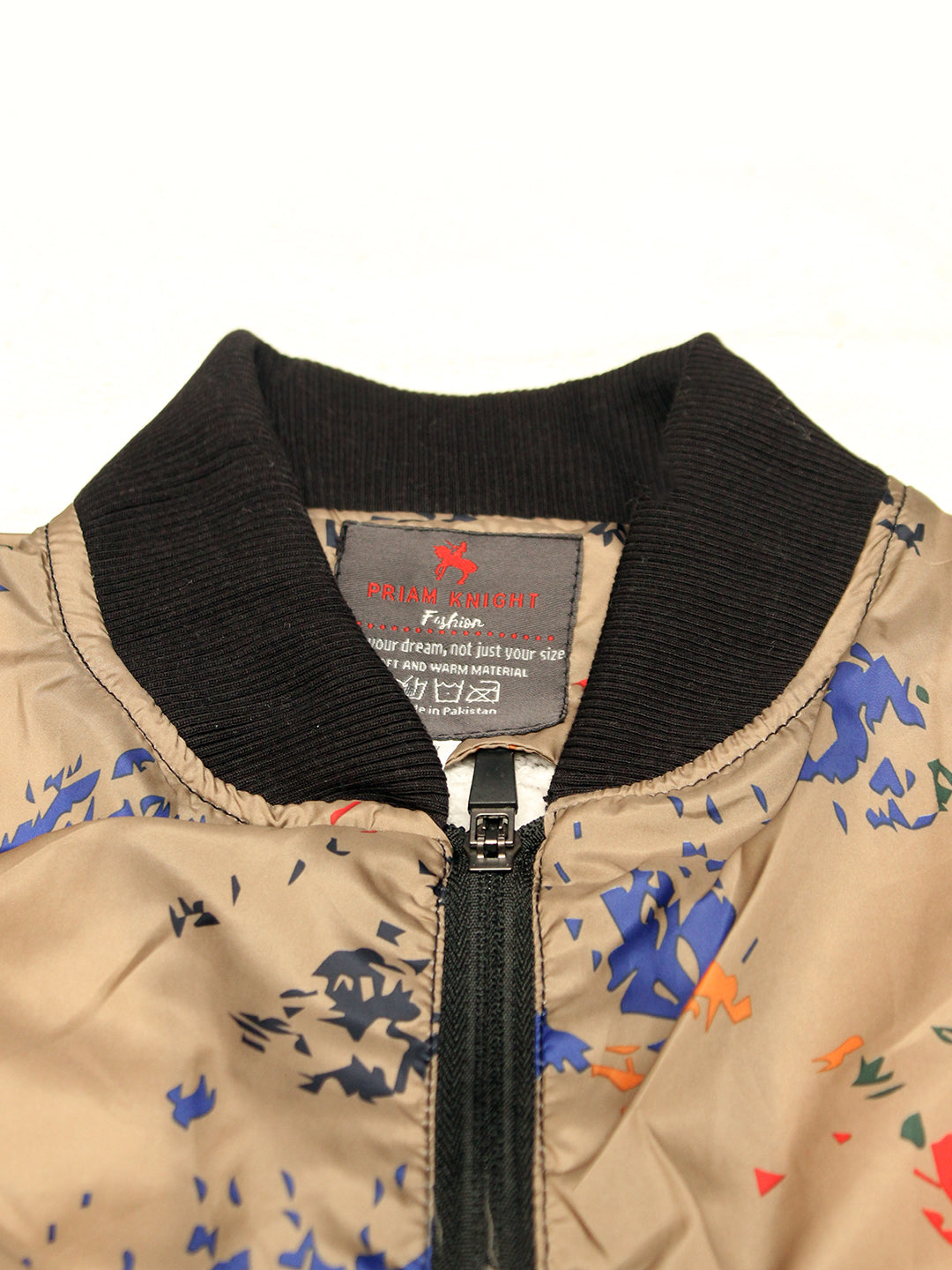 Men's Brush Pattern Self Printed inside Fur Bomber Jacket