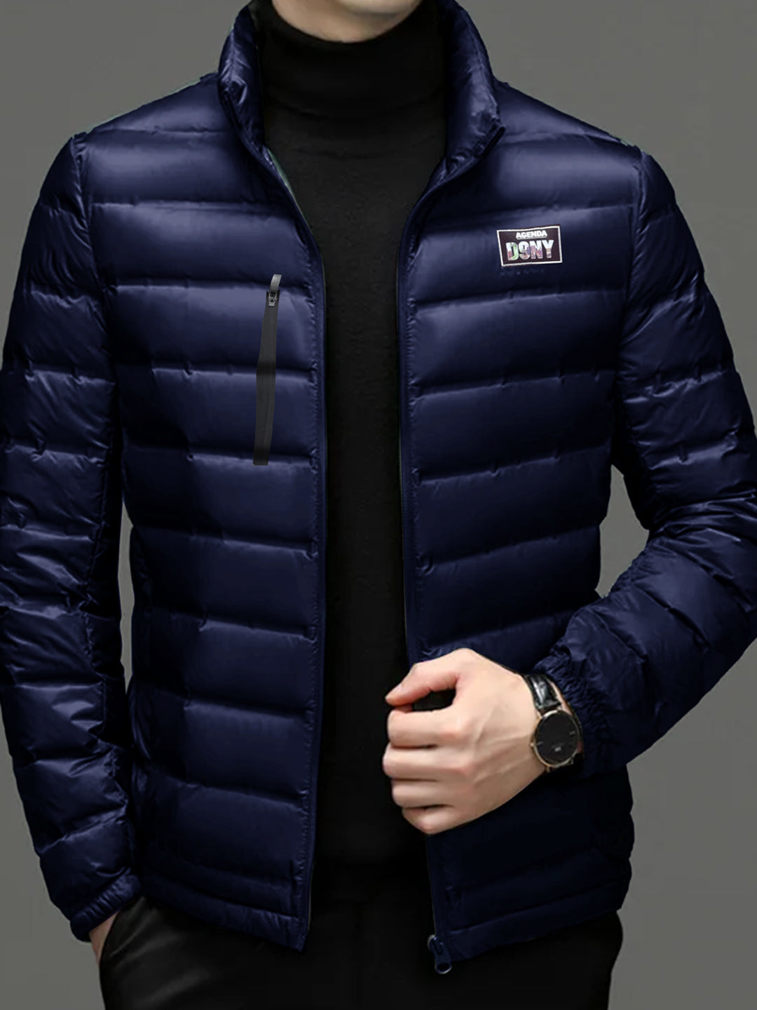 Men's Silicone badge Heavy Quilted Thick Puffer Jacket