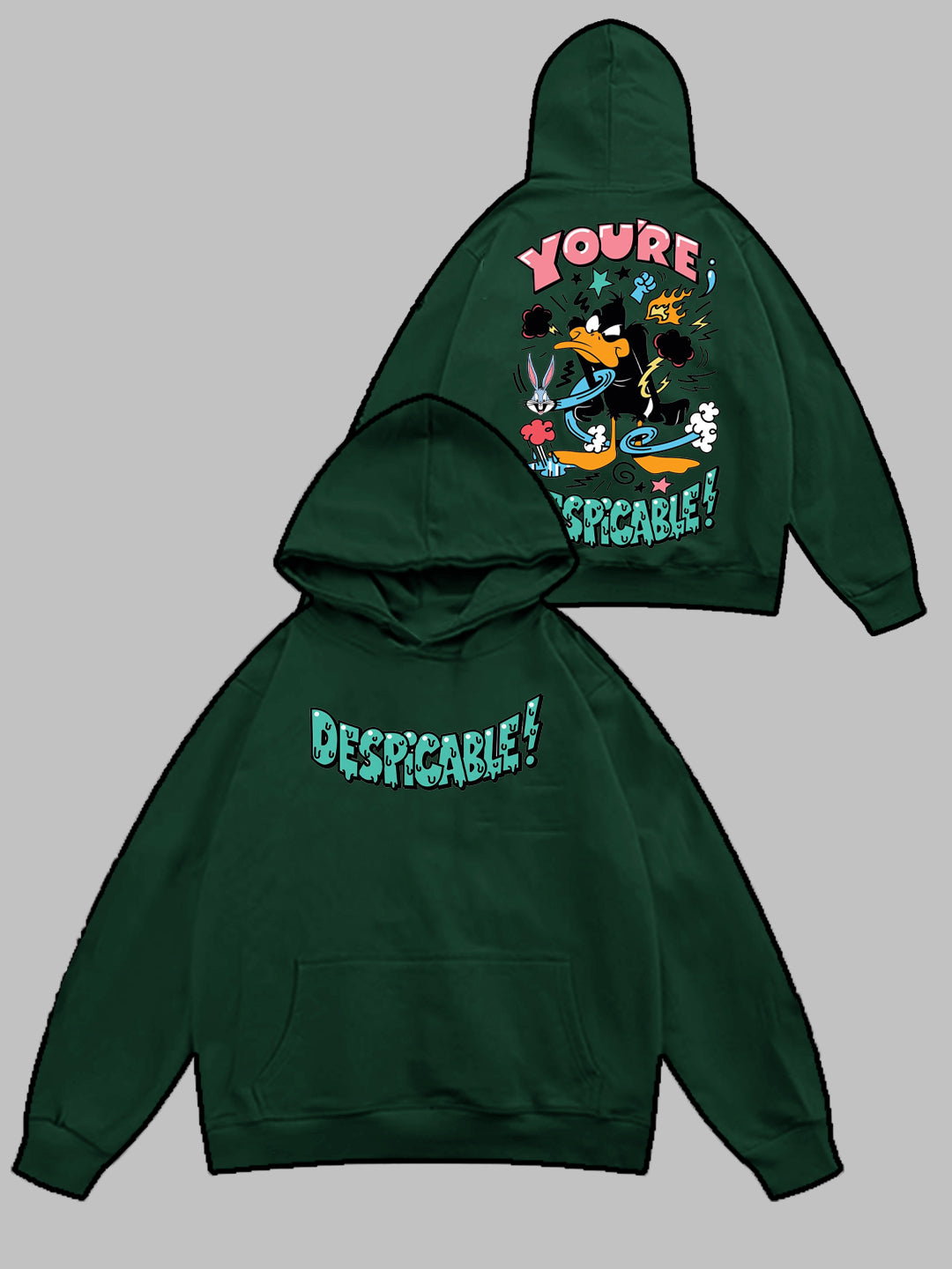 Oversized Despicable Heavy Fleece Printed Hoodie