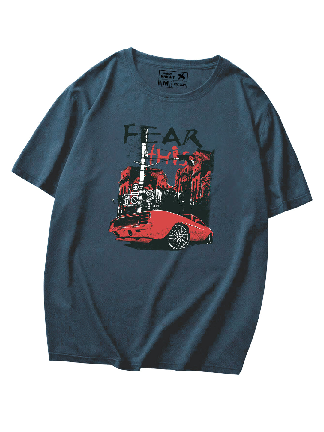 Men's Fear Print Graphic Regular Fit Tees