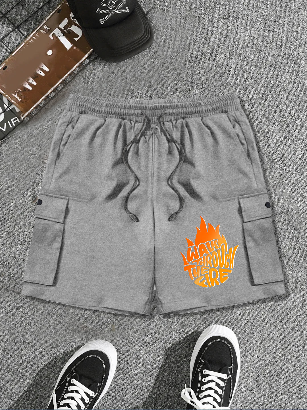 Men's Premium Walk Through Print Cargo Pockets Shorts