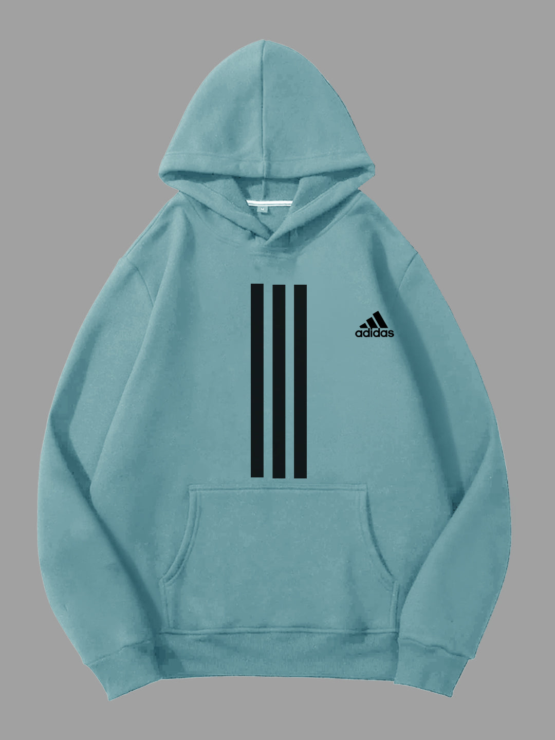 Oversized Poly Athletic Fleece Stripes Printed Hoodie