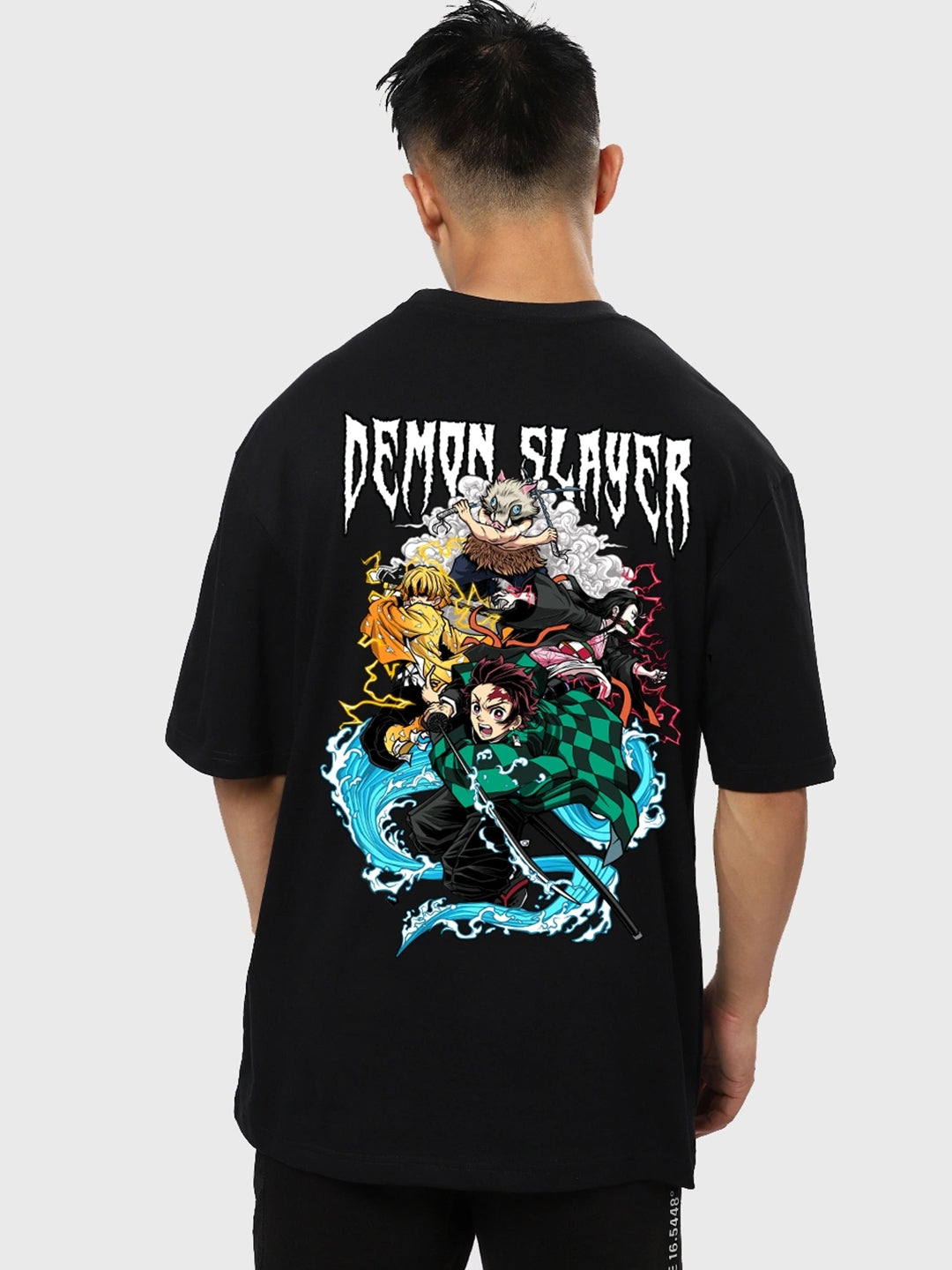 Men's Demon Slayer Oversized Black Graphic Tee