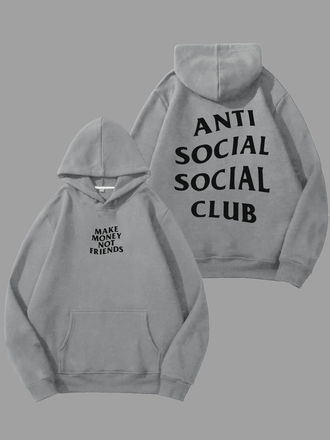 Oversized Anti Social Poly Fleece Printed Hoodie