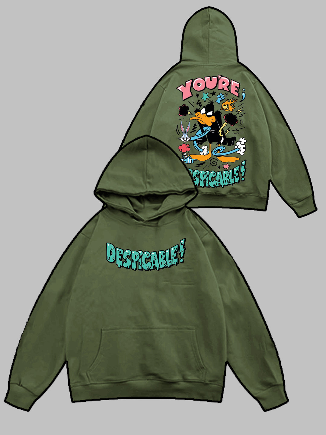 Oversized Despicable Heavy Fleece Printed Hoodie