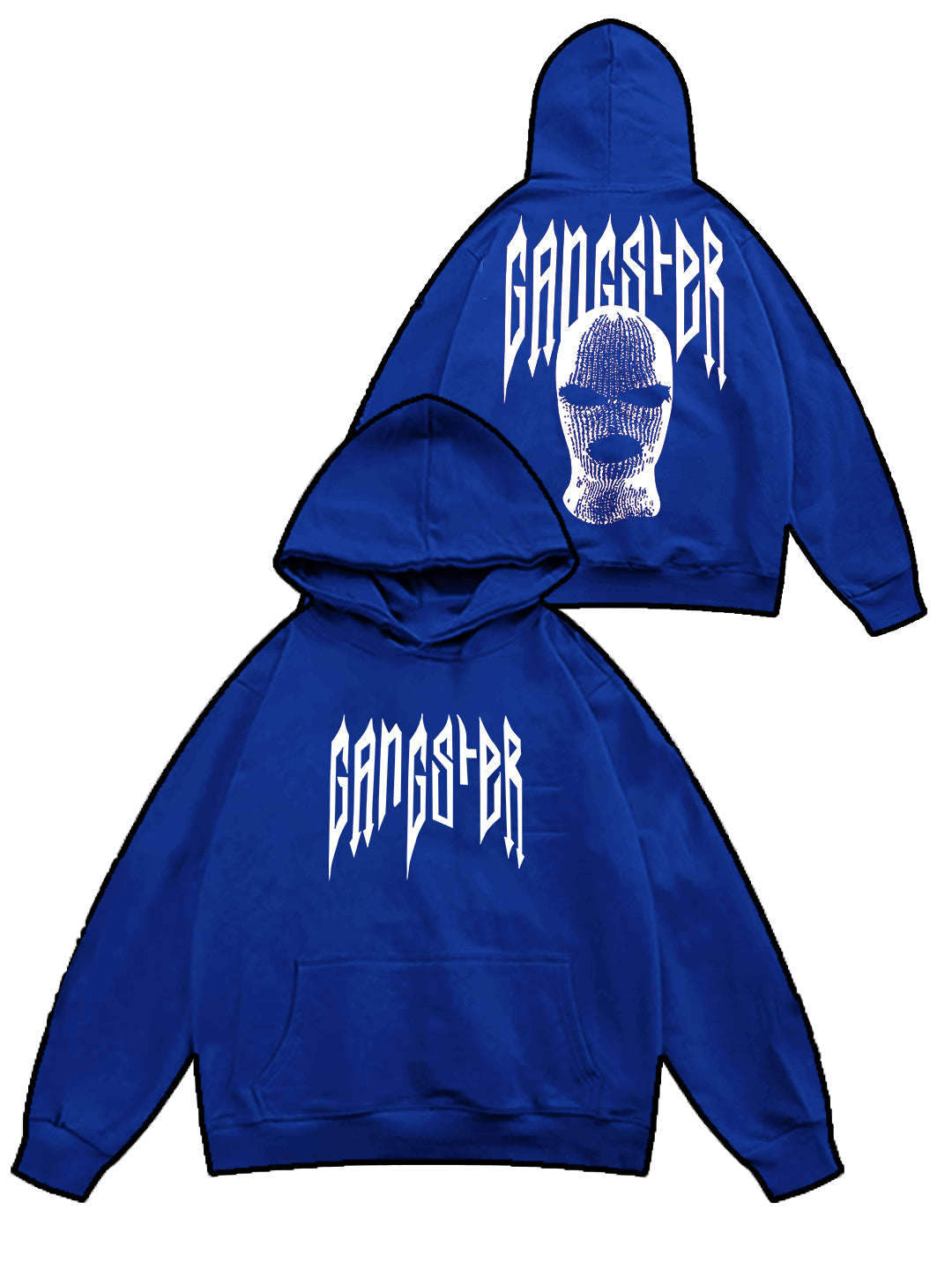 Oversized Gangster Lord Heavy Fleece Printed Hoodie