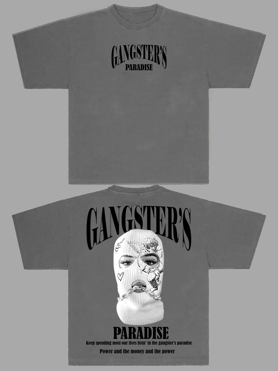Men's Gangster'S Oversized Graphic Cotton Tee