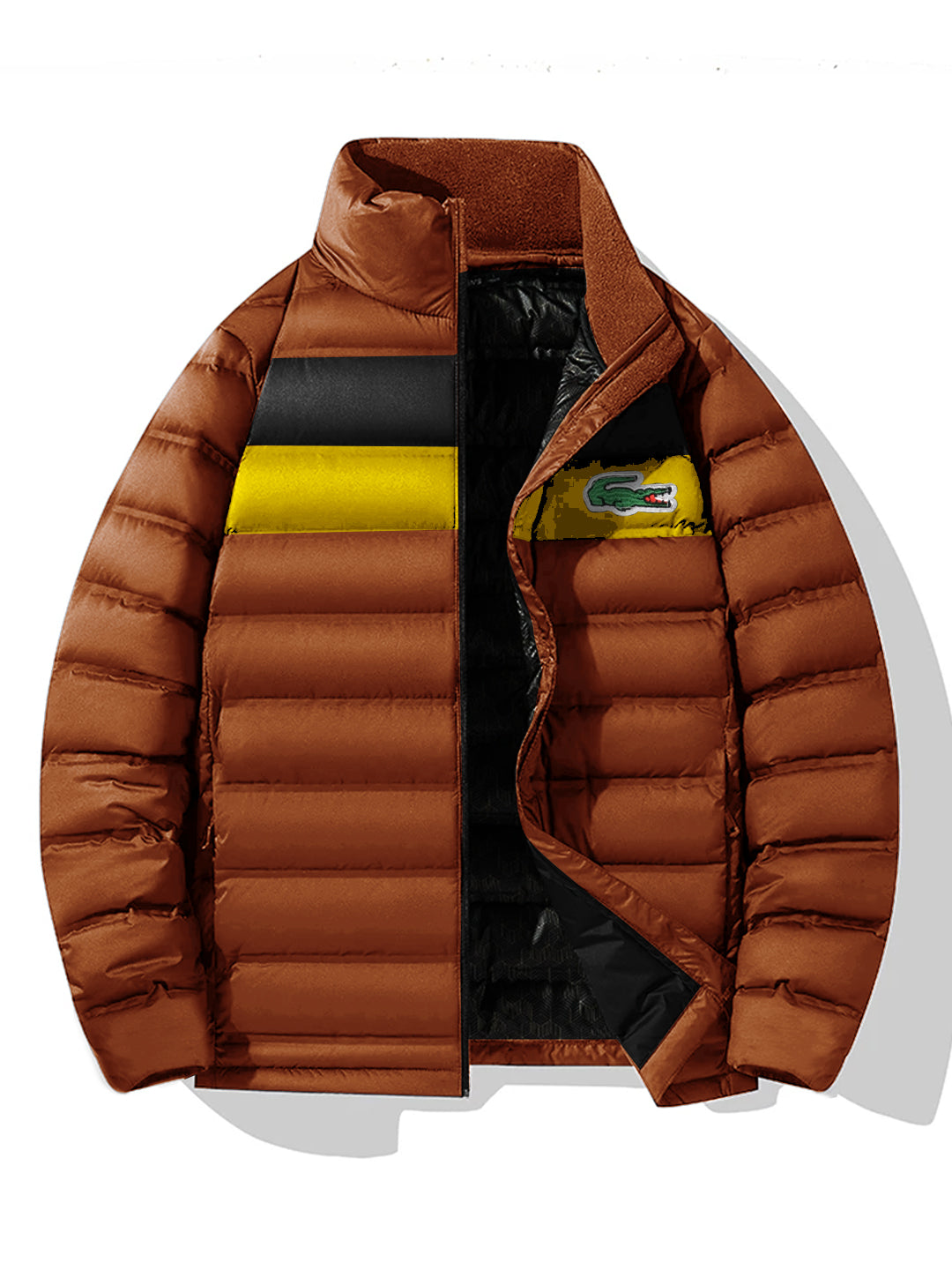 Left Chest Embroidered Heavy Quilted Thick Puffer Jacket