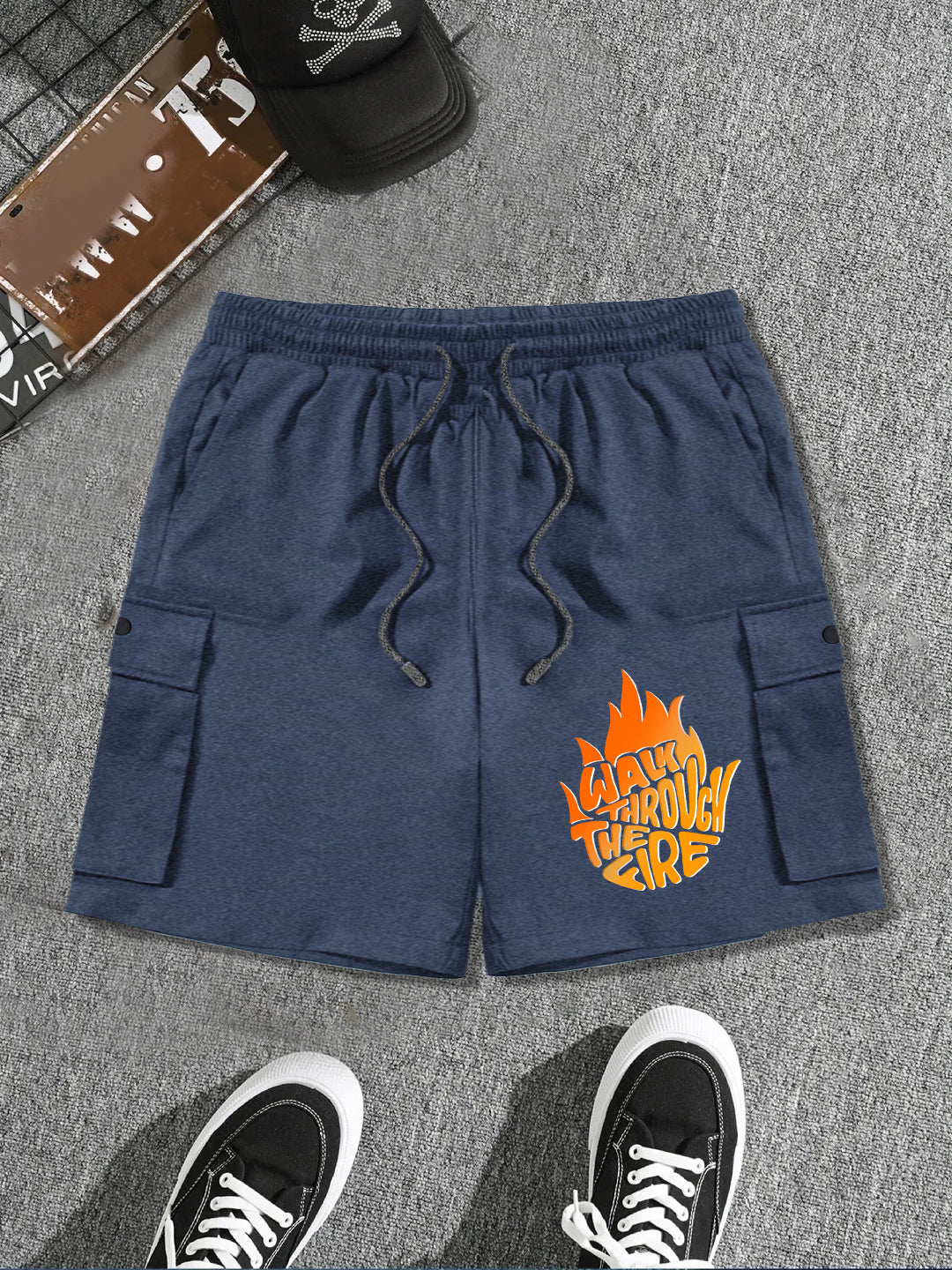 Men's Premium Walk Through Print Cargo Pockets Shorts