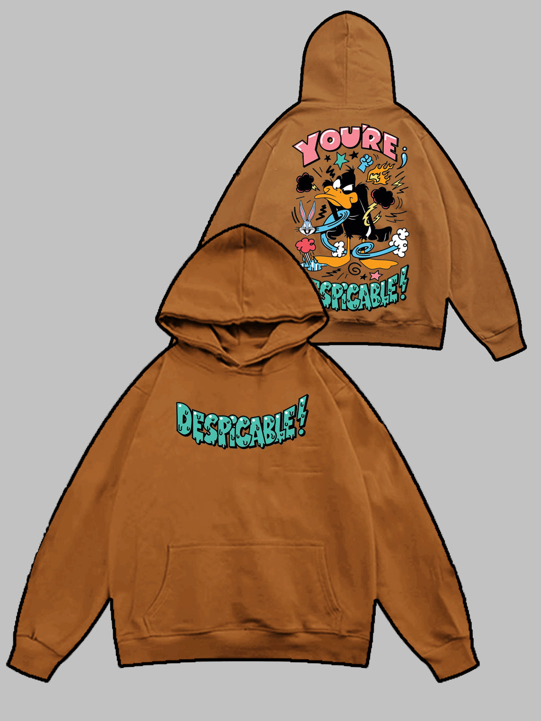 Oversized Despicable Heavy Fleece Printed Hoodie