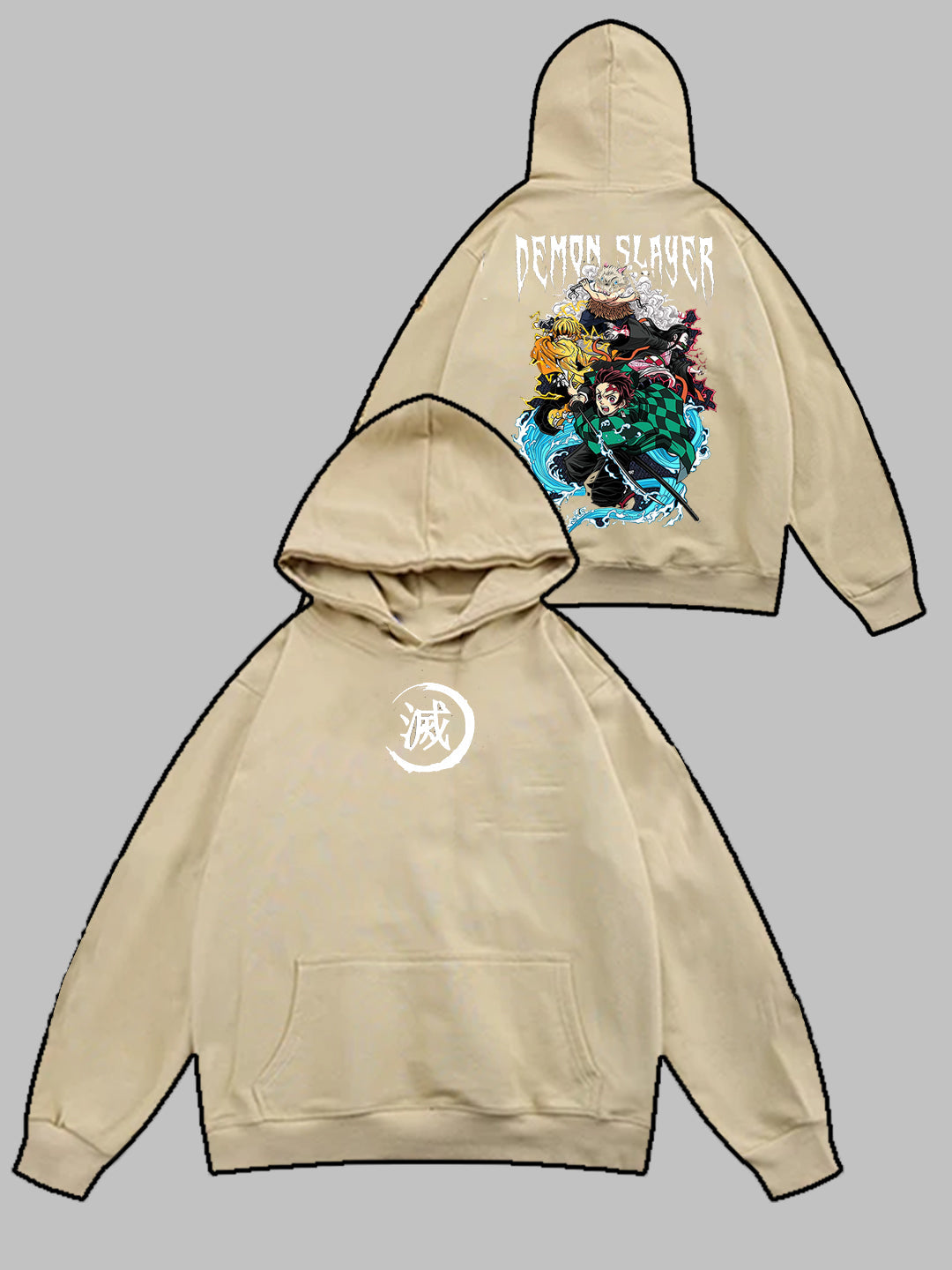 Oversized Demon Slayer Heavy Fleece Printed Hoodie