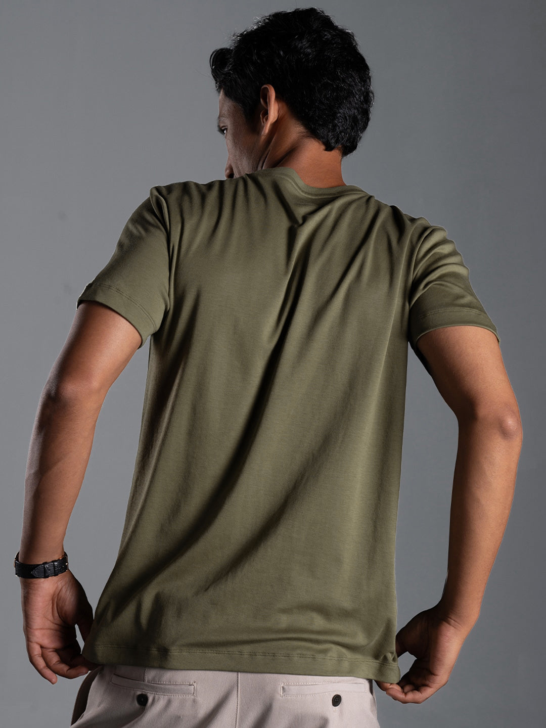 Men's Solid Olive Cotton Tee