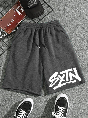 Men's Premium Graphic SXTN Print Charcoal Short