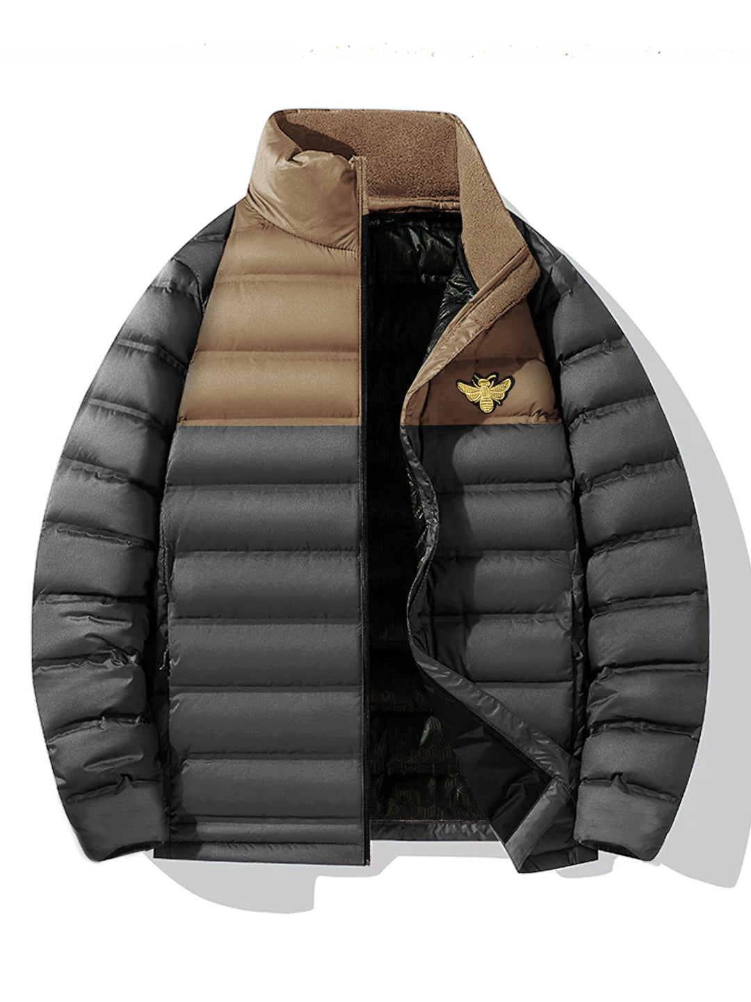Men's Color Block Heavy Quilted Thick Puffer Jacket
