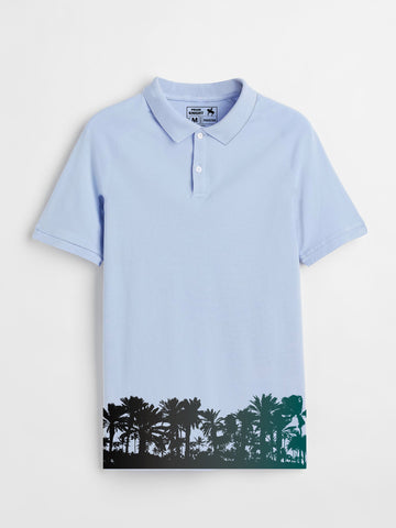 Men's Jungle Printed  Sky Cotton Polo