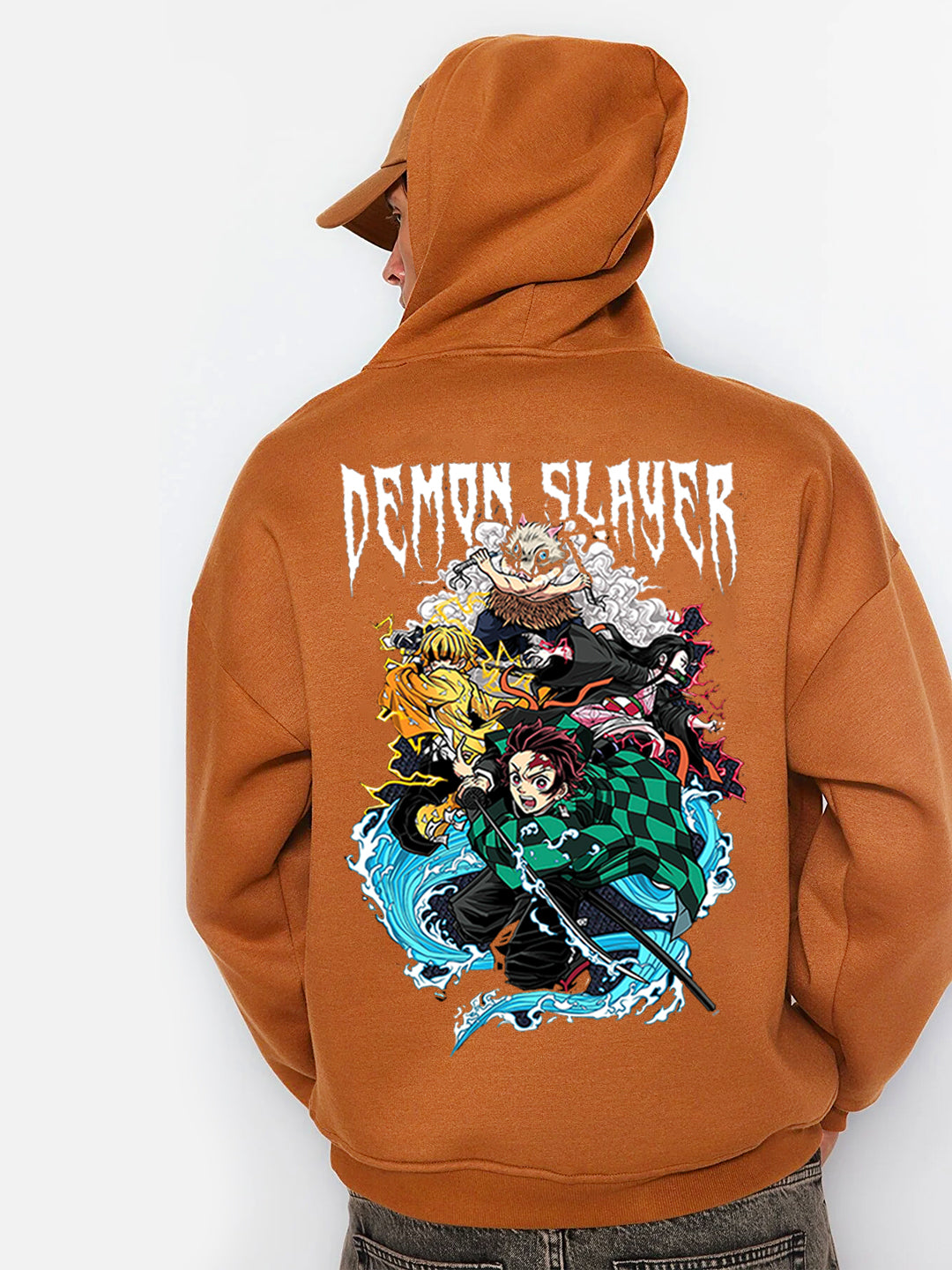 Oversized Demon Slayer Heavy Fleece Printed Hoodie