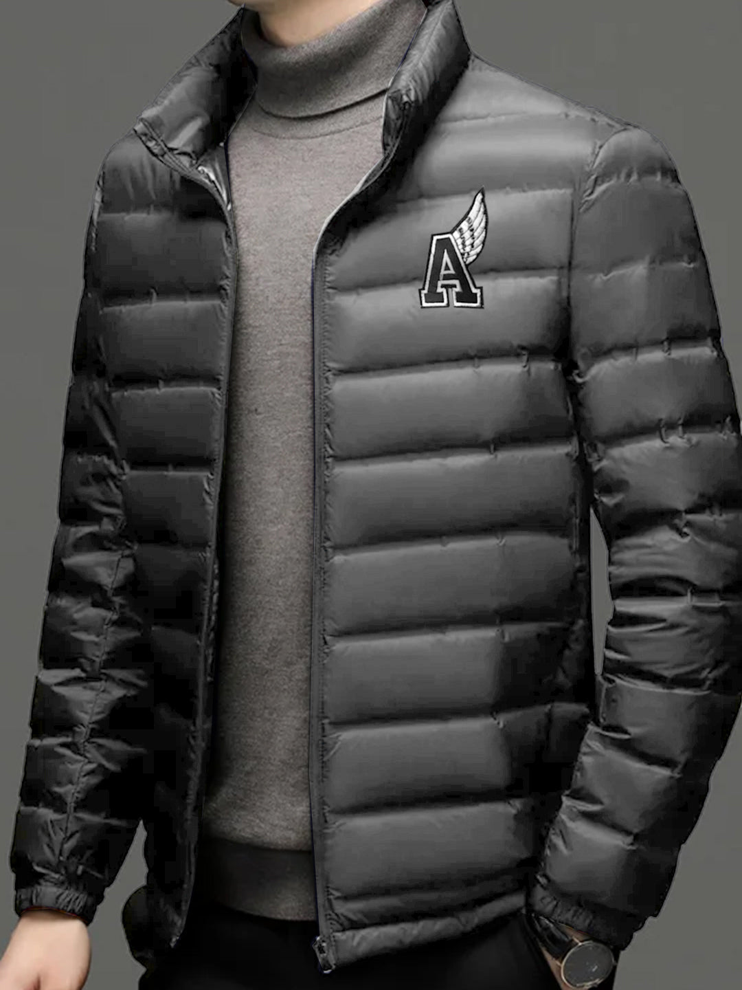 Men's A Badge Heavy Quilted Thick Puffer Jacket