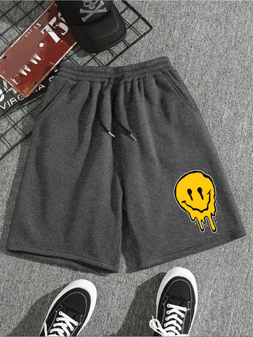 Men's Premium Graphic Emoji Print Charcoal Shorts