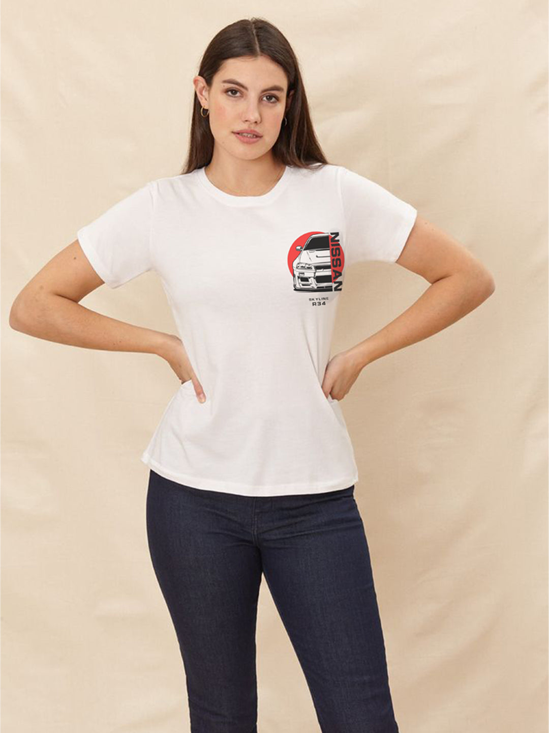 Women's Skyline-R34 Graphic Printed Slim Fit Tee