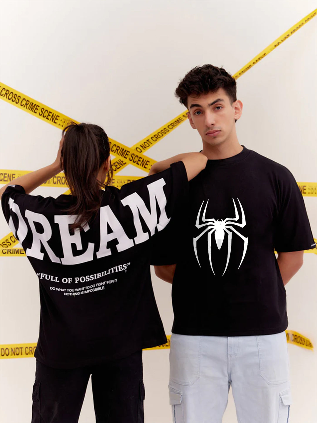 Men's Dream Spider Oversized Black Graphic Tee