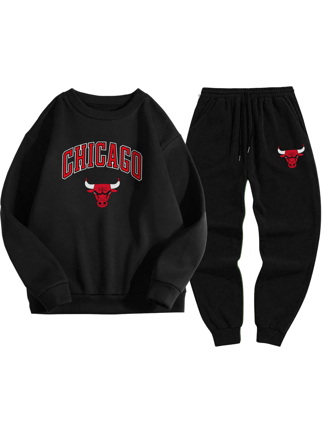 Oversized Heavy Gauge Chicago Bull Printed Fleece Tracksuit