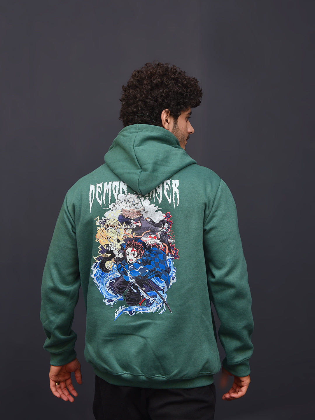 Oversized Demon Slayer Heavy Fleece Printed Hoodie