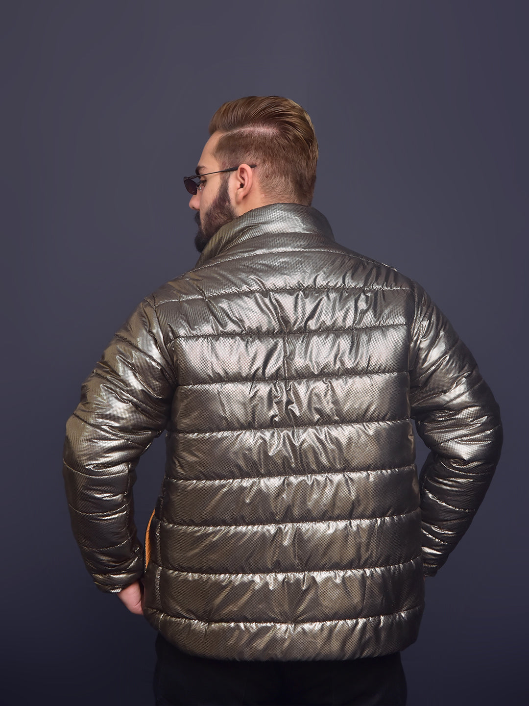 Men's Golden Heavy Quilted Thick Puffer Jacket