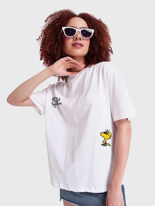 Women's  Cool Oversized Graphic Printed Cotton Tee